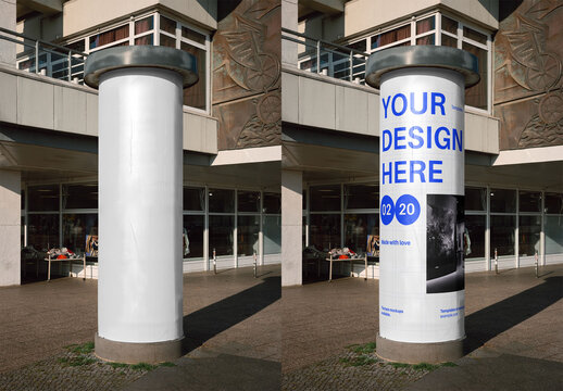 Mockup Of Customizable Circular Poster In City