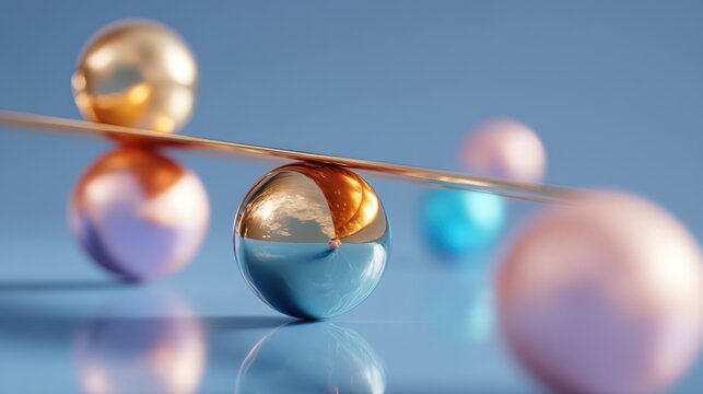 Metallic spheres balanced on plane