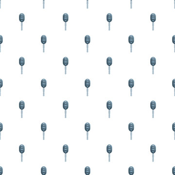 Car remote keys forming a seamless pattern on a clean white background