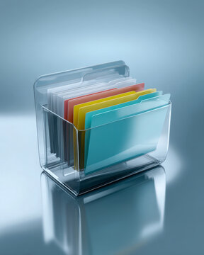 Transparent File Holder With Color Folders For Organized Office Workflow