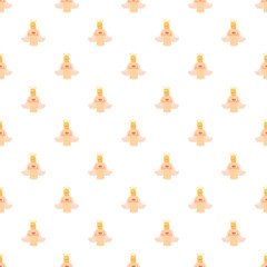 Obraz premium Sweet angel characters with wings and halos holding hearts repeating on a clean background