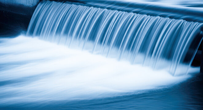Abstract close up of water flowing through hydroelectric turbine