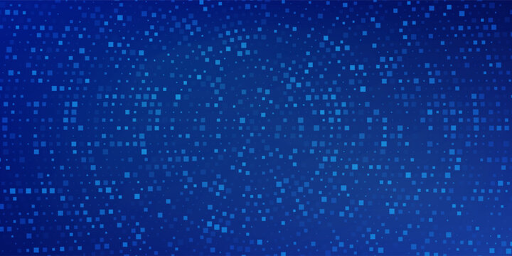 Blue Tech Finance Fintech Background Abstract Pixel Pattern. Abstract Business Tech Science Random Squares Mosaic Vector Backdrop