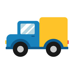 Naklejka premium Colorful Cartoon Delivery Truck Icon Isolated on Transparent Background