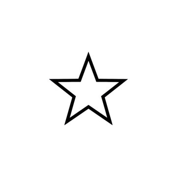 A single symmetrical five-pointed star icon with bold black lines on a solid white background, embodying the concept of minimalist graphic design