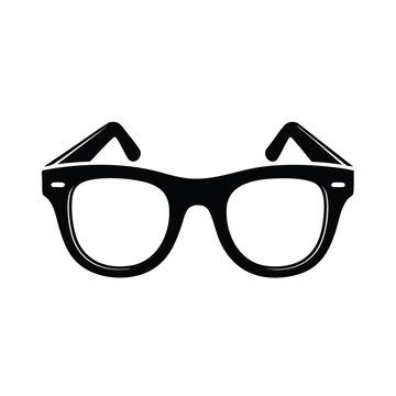 Minimalist Black Eyeglasses Frame Vector Icon Illustration.
