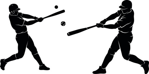 Baseball players swinging bats in black silhouette © Arafat Sajid