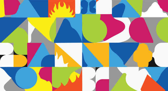 Abstract Organic Geometric Pattern Vector Background Modern Colorful Shapes Creative Memphis Style Contemporary Design