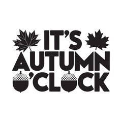 Obraz premium Autumn lettering with maple leaf and acorn silhouettes fall seasonal design