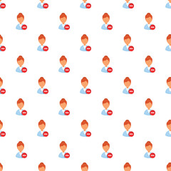 Fototapeta premium Seamless pattern showing deleting female user icons on a white background