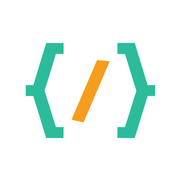 Minimalist programming code bracket icon for web development.