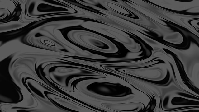 Abstract dark monochrome liquid gradient texture with swirling ripples. Deep grey and black tones. This dark image functions as a sleek, modern background or overlay.