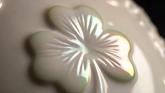 Closeup of a delicate embossed flower pattern on a textured surface.