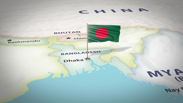 Bangladesh Map Flag 4K Loop