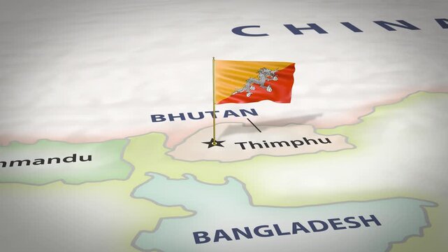 Bhutan Map Flag 4K Loop
