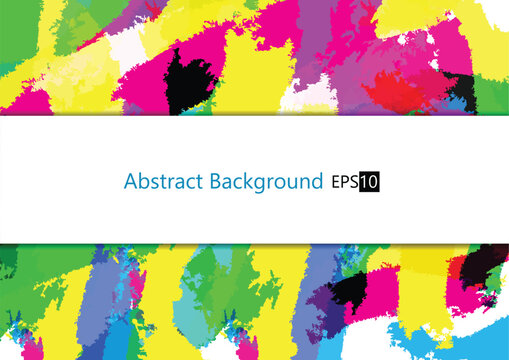 Colorful Abstract Paint Splatter Background with Blank Label Template, Vibrant Multi-Color Splash Vector Illustration for Creative Banner Design