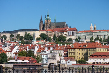 Fototapeta premium Scenic panoramic view of Prague Castle and St Vitus Cathedral in Prague Czech Republic