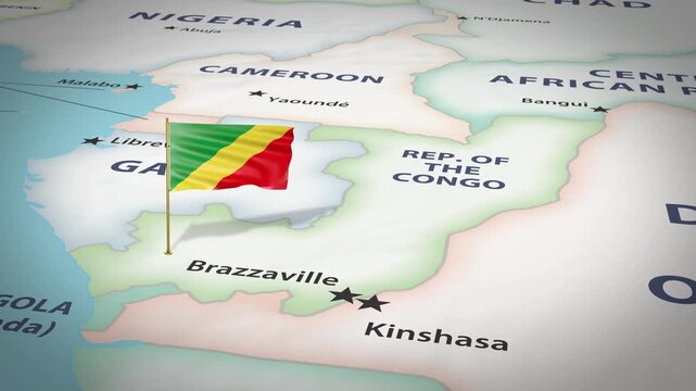 Congo Map Flag 4K Loop