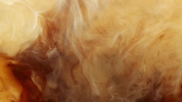 Macro Pour of Milk Into Coffee With Cream Swirl , Super Slow Motion
