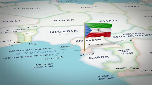 Equatorial Guinea Map Flag 4K Loop