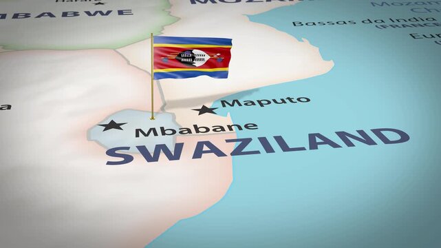Eswatini Map Flag 4K Loop