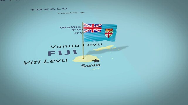 Fiji Map Flag 4K Loop