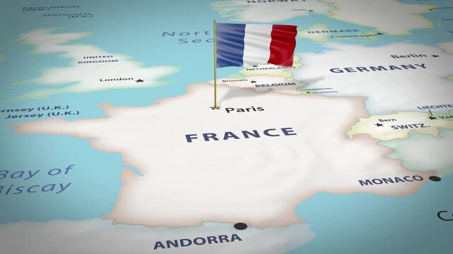 France Map Flag 4K Loop
