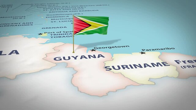 Guyana Map Flag 4K Loop