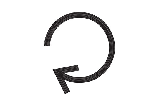 Circular curved arrow icon for reset and refresh minimal outline design