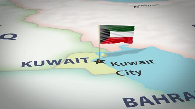 Kuwait Map Flag 4K Loop