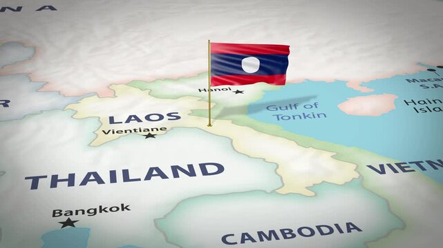 Laos Map Flag 4K Loop