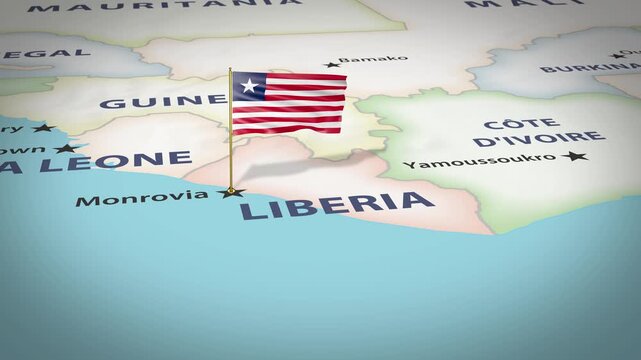 Liberia Map Flag 4K Loop