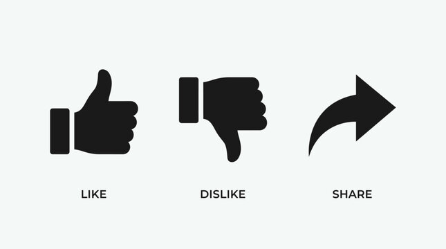 Social media icons like dislike share.
