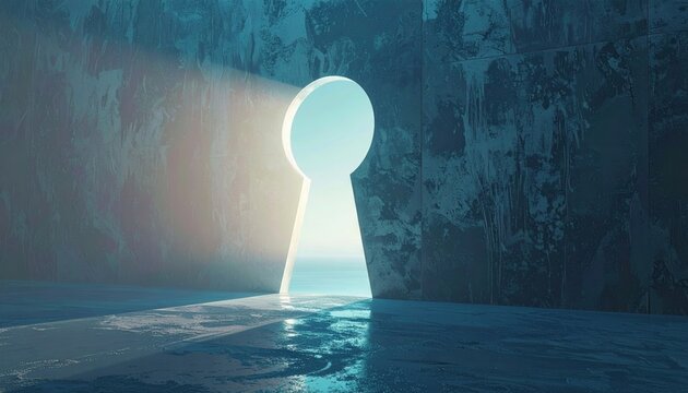 Keyhole Doorway Revealing a Bright Unknown World