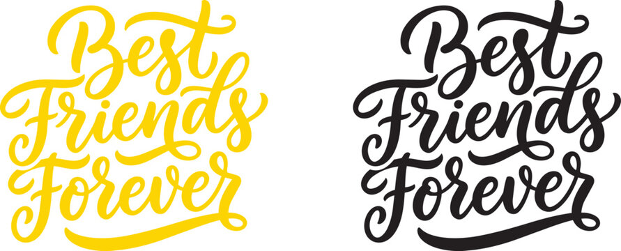 Best friends forever hand lettering typography design friendship day