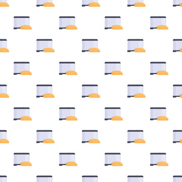 Bread machines and fresh dough on a white background repeating as a kitchen item concept