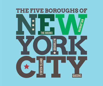 The Five Boroughs of New York City Typography Design