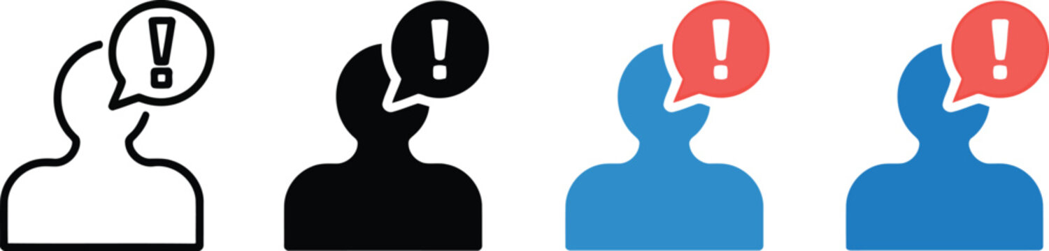 Human head with alert bubble vector illustration