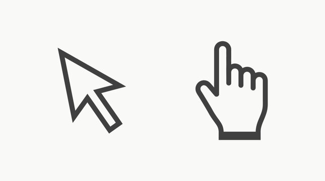 Computer mouse cursor and hand icon.