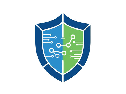 Digital Shield Security Technology Network Protection Icon.