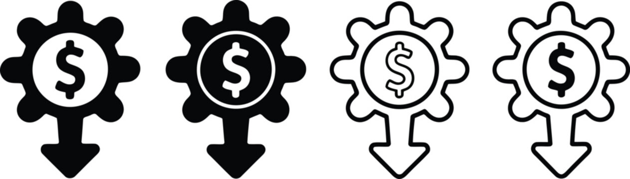 Financial cost down gear vector illustration