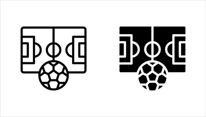 Soccer field icon set, football field icon line style design vector illustration on white background © Ainul