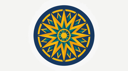 Vibrant compass rose design featuring geometric patterns and bold colors on a neutral background © Siwit