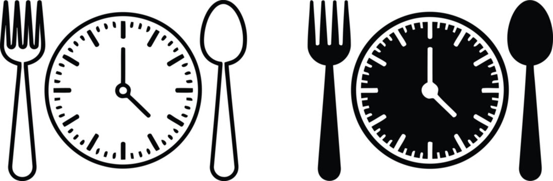 Healthy meal time clock vector illustration