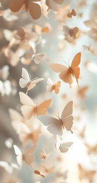 A photograph of delicate paper butterflies floaty