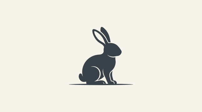 Black silhouette of a rabbit sitting.