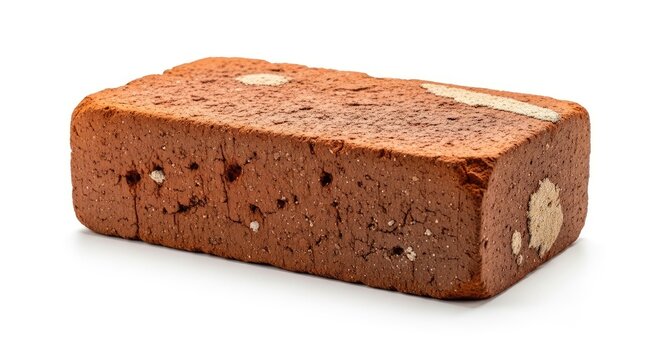 Single isolated red clay brick on white background.