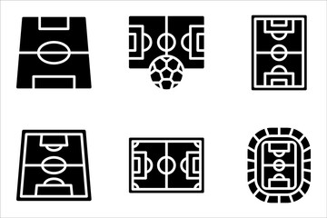 Soccer field icon set, football field icon line style design vector illustration on white background © Ainul