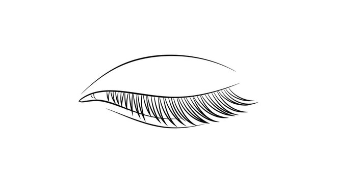 Closed eye with long eyelashes silhouette high quality