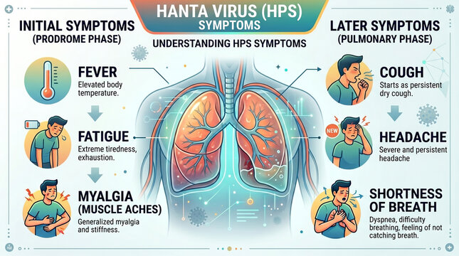 Medical Infographic Explaining Hantavirus Pulmonary Syndrome HPS Symptoms and Phases